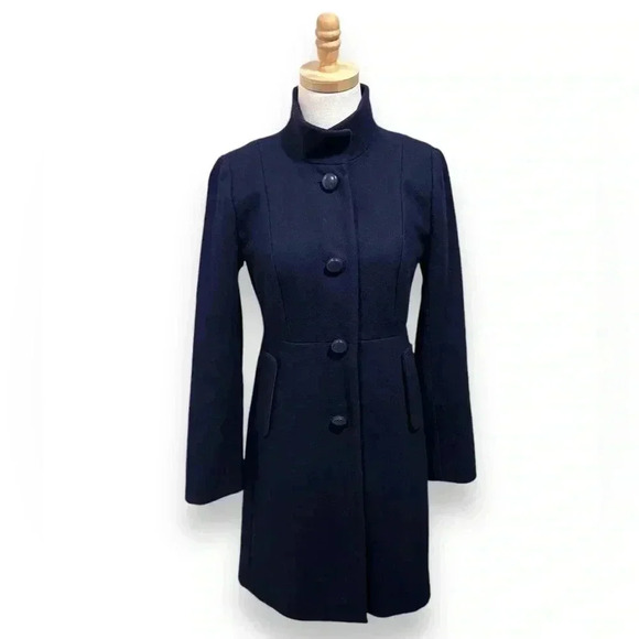 J. Crew Retro Lady Day Coat in Navy Blue Italian Double-cloth Wool Size 0 - Picture 1 of 12